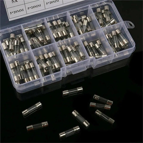 Automotive Fuse Set With 5x20mm Fast Melting Glass Fuses 250V 0.2 To 15 Amp Range Includes 2 X 100 Pieces And A No Fuss Handy Fuse Puller