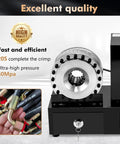 Electric Hydraulic Hose Crimper Tool Featuring Eight Precision Dies for Professional Auto Shop Pipe Fitting Knockout Crimp Power.