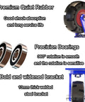 Heavy Duty Rubber Casters 200 Mm Swivel Wheels Silent Shock Absorbent Natural Rubber Treads with precision bearings for smooth rotation.