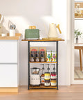 Compact Three Tier Floor Standing Coffee Bar Shelf For Cozy Corner Space Saving Farmhouse Style Coffee Station in kitchen