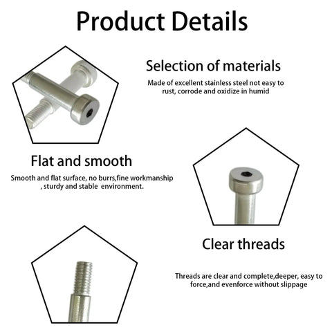 15 Piece Premium 304 Stainless Steel Hex Socket Shoulder Screws M5 Point Eight Thread Twenty Millimeter Length detailed view with clear threads and smooth finish.