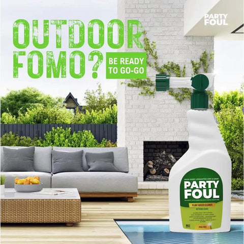 Plant Based Outdoor Cleaner Spray For Decks And Patios That Tackles BBQ Spills And Grime On Wood Tiles Granite Metal Glass And More Eco Friendly Vegan Formula 32 Oz on patio table