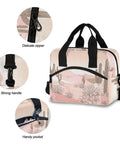 Desert Cactus Cooler Bag Insulated Lunch Box 10L with zipper, handle, and pocket design for durable use