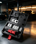 Heavy Duty Rivet Conversion Head Lets You Tackle Any Fastening Job Like A Pro. open case with red aluminum drill rivet adapter and M4, 10mm bits