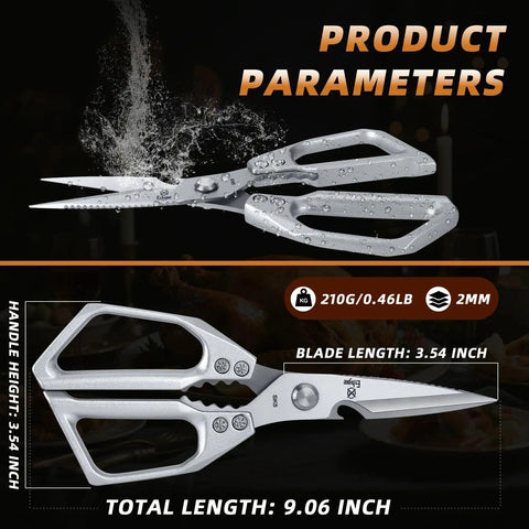 All Purpose Kitchen Scissors Heavy Duty Shears For Poultry And Bone In Stainless Steel Rust Resistant Ultra Sharp Go To Kitchen Tool Built Tough Everyday Chefs Trust, 9.06 inch