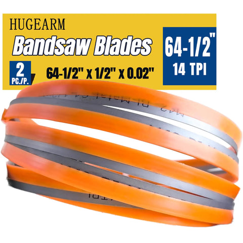 Two Pack 64-1/2 Inch Band Saw Blades for Metal Cutting, 0.020 Inch Thick, 1/2 Inch Wide, Bi-Metal M42 High Speed Steel, 14 TPI
