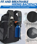 Back view of 40L Packable Hiking Backpack For Men And Women Lightweight Waterproof Daypack, straps and waterproof fabric close-up