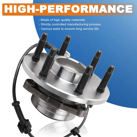 Front view of Front Wheel Hub Bearing Assembly 515053 for Chevy Avalanche Express Suburban Tahoe, 6 Lug ABS, 3 Bolt Holes, M14x1.5