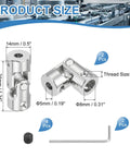 Rotatable Universal Joint Shaft Adapter Kit 8mm To 5mm Inner Diameter U Joint Couplings For Motors Models And Robot Builds Includes M4 Screws And Wrench 2 Pcs, 14mm size