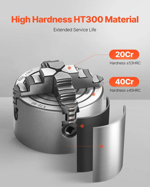 Heavy Duty 4 Jaw Independent Lathe Chuck 3 Inch Built Different With Rock Solid Grip For Wood And Metal Projects Featuring HT300 Cast Iron Body And Quick T Key Mounts For Tough Shop Sessions