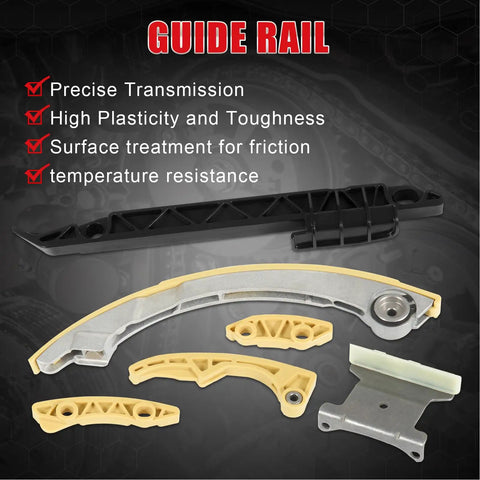 Timing Chain Kit With Tensioner Guide Rail Crank Sprocket And Sprockets For Chevy Malibu Equinox Buick LaCrosse L4 Engines shown