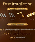 Installation kit for Battery Operated Picture Light With Remote Control, Dimmable Wireless Wall Art Light For Paintings