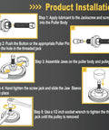 Illustration of installing 14 Piece Power Steering And Alternator Pulley Tool Kit With Storage Case For Replacing Steering Pumps