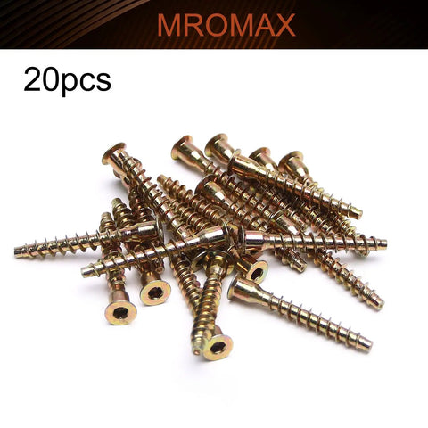 M7 x 50mm Confirmat Screws for Wood, Carbon Steel Self-Drilling Inner Hex Drive, Bronze Finish, 20-Piece Set displayed
