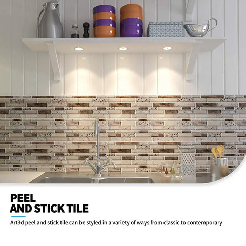 Peel And Stick Brick Kitchen Backsplash Self Adhesive Wall Tiles Stone Design Brown 10 Sheets above kitchen sink