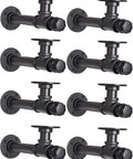 Eight-pack wall mount showing Dope Industrial Black Iron Wall Mount Pipe Shelving Bracket Rustic Decor For Eight To Sixteen Inches Wood Floating Shelves