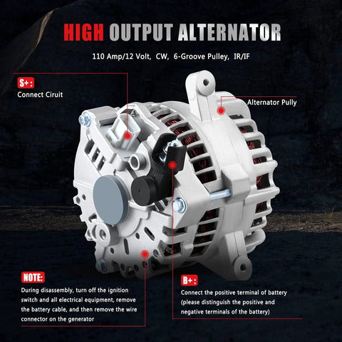 Beefed Up 110 Amp 12 Volt Replacement Alternator For Ford Expedition 5.4L 2005 2006, F150 4.6L 5.4L 2004 2008, Lincoln Navigator