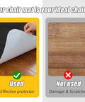 Comparison of hardwood floor with and without Non Slip Office Chair Mat For Hardwood And Tile Floors, demonstrating protection.