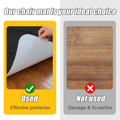 Comparison of hardwood floor with and without Non Slip Office Chair Mat For Hardwood And Tile Floors, demonstrating protection.