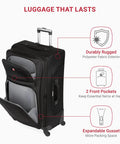 Softside Expandable Checked Luggage For Long Trips With 360 Spinner Wheels And Retractable Handle, 29 Inch Large Black Suitcase