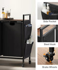 Double Laundry Hamper With Lid And Heavy Duty Wheels Rolling Laundry Basket Organizer With Top Shelf Iron Made Sorter