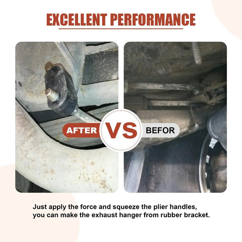 Universal Exhaust Hanger Removal Pliers And Heavy Duty Rubber Hanger Kit Made Of Carbon Steel For Quick Muffler Jobs With Anti Rust Coating To Save Time On Any Car Repair Project