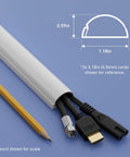 157 Inch Cord Cover Kit Easy Peel And Stick Self Adhesive Wire Hiders Paintable Cable Raceway shown with cables and pencil for scale.