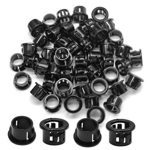 50 Pack 1/2 Inch Cable Snap Bushing Grommet Protector Black Round Nylon, Snap In Shield For Wires And Hoses