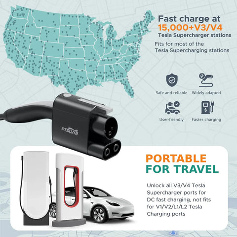 Nacs To Ccs Combo One Dc Fast Charging Adapter Tesla Supercharger Compatible EV Road Warrior Upgrade Plug And Play No Sweat Connector Safety Certified North America with charging stations map