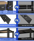 Beefy 78 Inch Heavy Duty Garage Storage Shelves With 2200 Lbs Capacity, steel metal frame with reinforced uprights and powder coat