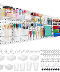 Heavy Duty Metal Pegboard Wall Organizer Kit 74 Piece Set White 24 By 24 Inches with accessories for tool organization
