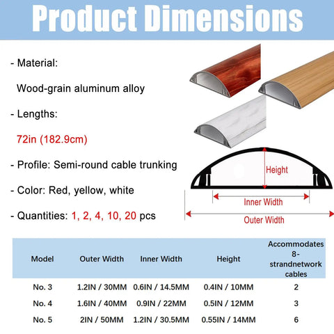 Arc Shaped Cable Cover Strip 36 Inch Long Thickened Conduit Trunking With Self Adhesive Cord Hider Kit In Red Yellow White 1 2 4 10 Pieces