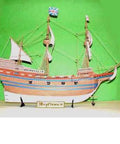 Mayflower Sailboat 1 By 60 Static Plastic Model Kit For Display Classic Ship Replica with sails on green background