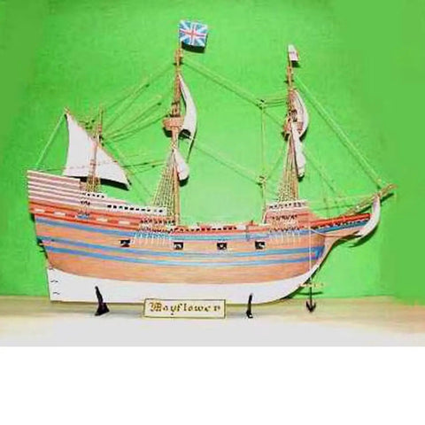 Mayflower Sailboat 1 By 60 Static Plastic Model Kit For Display Classic Ship Replica with sails on green background