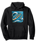 OC6 Paddling Crew Hoodie With Aerial Ama Hull Ocean Art For Dawn Patrol Sessions Black Pullover Sweatshirt Built For Ocean Miles And Crew Training