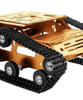 Rock Solid Aluminum Alloy Smart Robot Chassis Kit Rolling Smooth with Heavy Duty Dual Drive Tracks and Knockout DC Motors side view