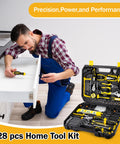 All In One 228 Piece Mechanic Tool Set With Socket Wrench Auto Repair Kit in use, featuring chrome tools in storage case.