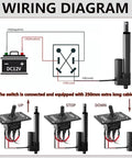 Wiring diagram for Beefy 12V Linear Actuator with 4 inch stroke and polarity reverse switch.