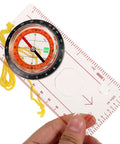Trail Ready Hiking Compass With Built In Ruler Mapping Tool Compact Pocket Survival Navigator held in hand