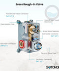 Brass rough-in valve for Rainfall Tub Shower Faucet Set With Handheld Sprayer Wall Mount Square High Pressure Shower System.