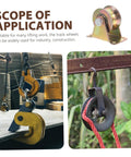 Image showing heavy-duty track pulleys in industrial and construction use, ideal for sliding doors and machinery applications.