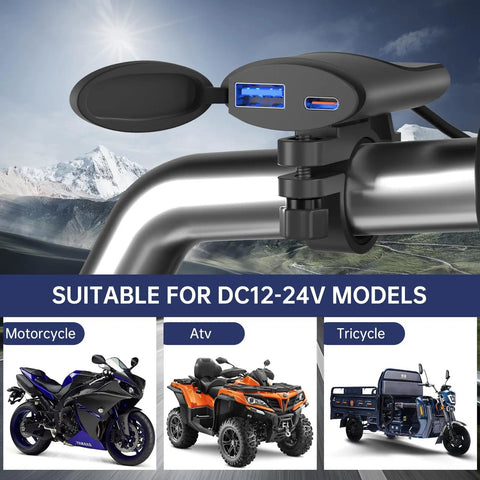 Drop It On Any Handlebar Mount Motorcycle USB Charger With 30W PD Dual Port Quick Charge for powering devices on rides.