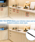 Kitchen cupboards with Four Pack Magnetic Push Latches For Cabinet Doors And Drawers Push To Open Hidden Release Hardware Black Plastic 107 By 10 Millimeter Durable Anti Rust Closet Touch Latch For Easy Access