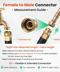 Stainless Steel Garden Hose With Metal Leader, 3 Ft Long, Female to Male Connector Guide, Brass Fittings Detail