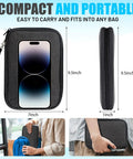 Ultimate Travel Cable Organizer Bag With Double Layer Tech Pouch For Cords Chargers Phone Earbuds USBs SD Cards Waterproof Portable Gear For Everyday And Adventure shown with dimensions and portability.