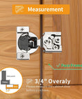 Premium Self Closing Soft Close Cabinet Hinges 10 Pack With Smooth As Butter Action Satin Nickel showing measurement for face frame installation.