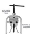 Front view of Pilot Bearing Puller Removal Tool With Reach From Three Sixteenths Of An Inch To One And One Quarter Inches For Clutch And Transmission Maintenance Automotive Tool For Mechanics Durable Secure Jaw with restrictive plate and better control.