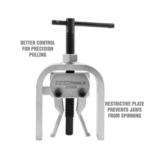 Front view of Pilot Bearing Puller Removal Tool With Reach From Three Sixteenths Of An Inch To One And One Quarter Inches For Clutch And Transmission Maintenance Automotive Tool For Mechanics Durable Secure Jaw with restrictive plate and better control.