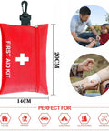 First Aid Kit, 97-piece, small red pouch with carabiner clip, 14x20 cm