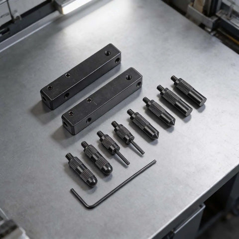 Digital Caliper Accessories For Internal External Groove Step Measurement, black precision points and clamps on a metal surface.